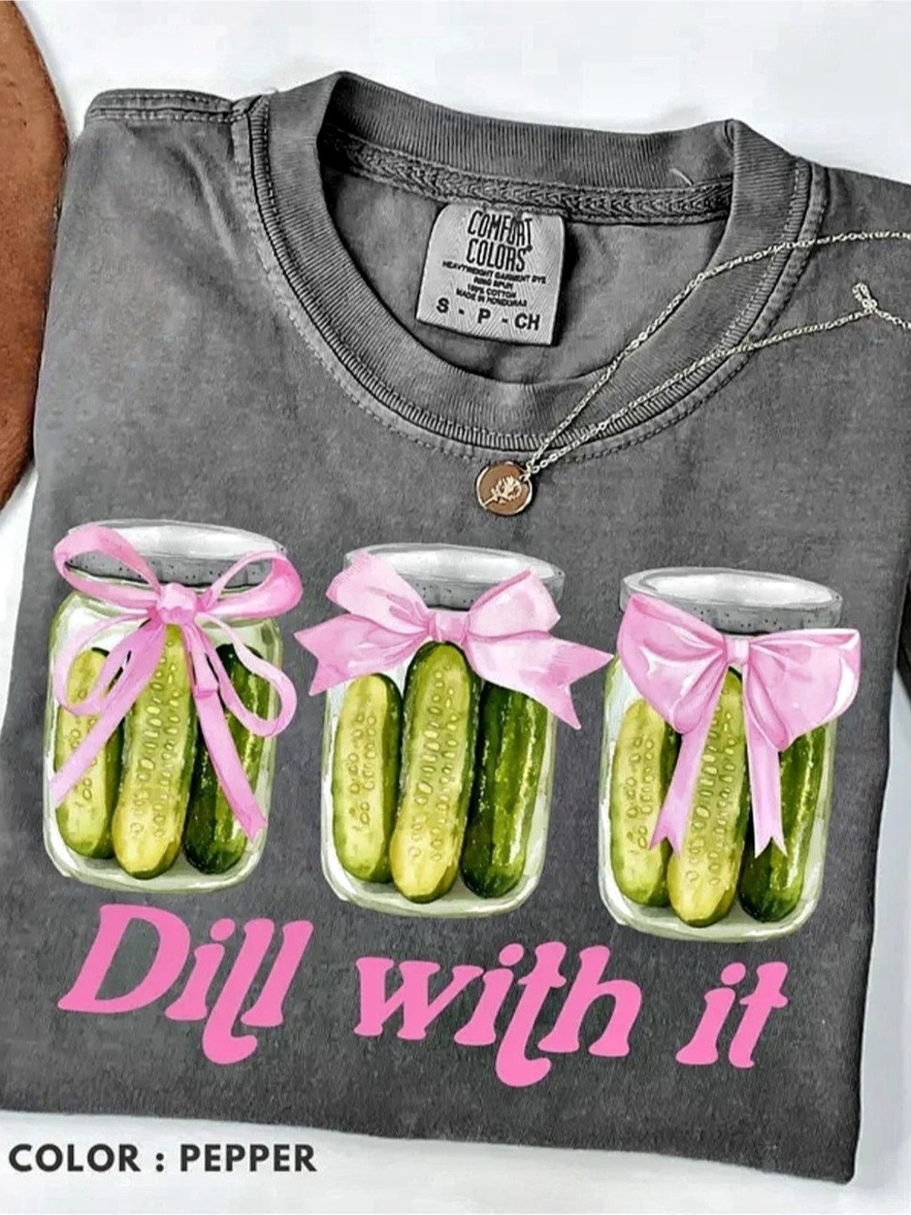 Comfort Colors Dill With It Pickle Graphic Tee Pepper & Pink Small